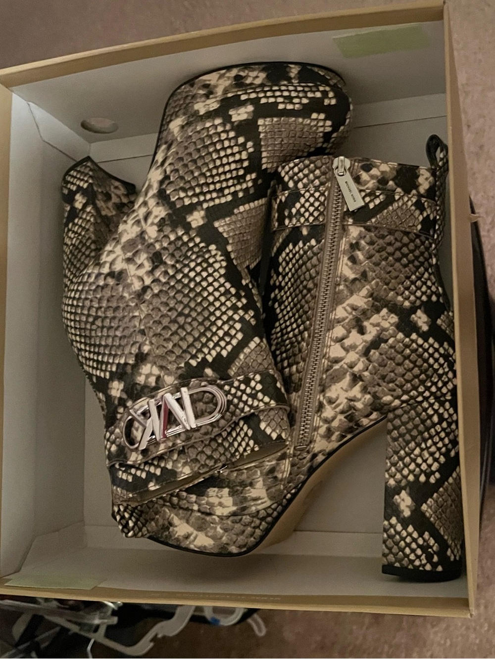 Michael Kors Parker Snake-Print Platform Ankle Boot in Neutral Taupe - Picture 5 of 6